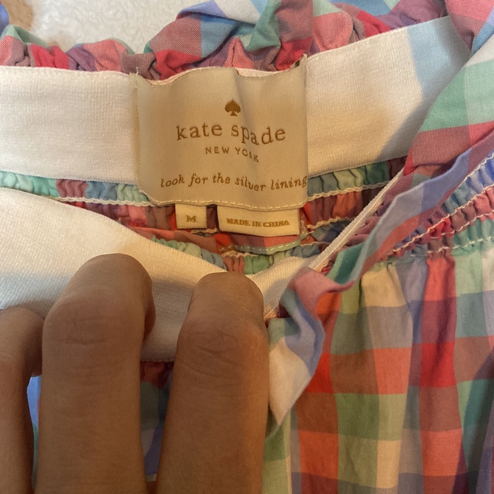 Kate Spade Pink and Blue Plaid Off-Shoulder Midi Dress - Picture 5 of 9